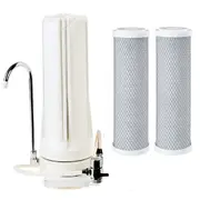 White Bench Counter Top Water Filter + 2x 0.5uM Coconut Carbon Filters CT-1-C.5
