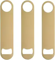 Stainless Steel Flat Bottle Opener, 3 PACK Heavy Duty Beer Bottle Opener for Kitchen, Bar or Restaurant (3, Gold)