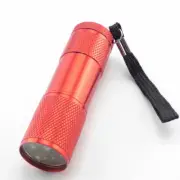 Mini Aluminum 395 Light Flashlight 9 LED Torch Lights Lamp RED