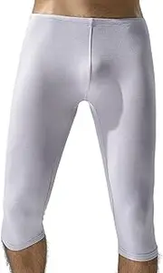[Wayonge] Men's Long Shorts- Compression Leggings, Breathable, and Flexible 7/8 Tights for Basketball, Football, and Fitness