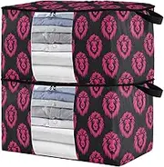 sanluoli 60L 2 Pack Under Bed Storage with Reinforced Handles, clear window Folding Closet Organizer