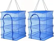 Binxind 2Pcs Foldable 4 Layers Drying Rack for Vegetable Fish Dishes Mesh Hanging Drying Net Hanging,Natural Way to Dry Food