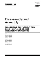 Caterpillar 3054 ENGINE Suppl CS-431C Compactor Disassem Assem Service Manual