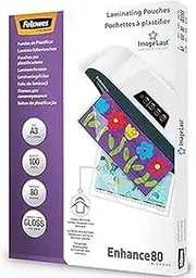 Fellowes A3 Laminating Pouches, Gloss, 160 Micron (2 x 80 Micron) with Image Last Directional Quality Mark, Pack of 100