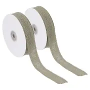 1" Wide 10 Yards Burlap Fabric Ribbon 2pcs Jute Crafts Roll Wrapping Tan