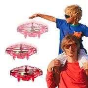 Catzon 3Packs Flying Toy Drones Hand Operated Mini Drone Helicopter Toys for Boys and Girls Red