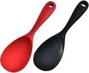 UTHCLO 2Pcs Silicone Rice Spoon Nonstick Rice Paddle for Easy Serving Compact Design Heat Resistant Utensils for Rice Cookers Kitchen Accessory