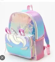 Claire’s sequin unicorn rainbow pink purple backpack Birthday Valentine’s Day