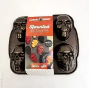 Nordic Ware Haunted Skull Cake Pan Makes 6 Cakelets - Heavy Cast Aluminum NEW