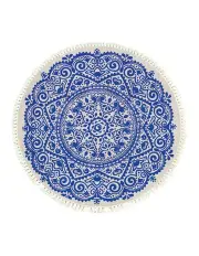 [SOGA] Mandala Round Tapestry Indian Anti-slip Doormat 120cm in Blue