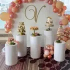 3/5pcs White Round Plinth Cylinder Pedestal Wedding Cake Flower Display Stand