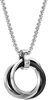 [Awlfim] Stainless steel three ring necklace, hip-hop titanium steel ring pendant necklace, men's necklace hollow circular ring necklace