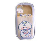 Pencil Bag Large Capacity Cartoon Faux Leather Cute Clear Stationery Case School Supplies -Purple
