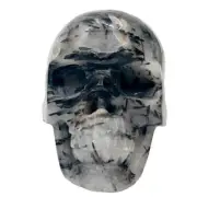 Black Tourmaline in Quartz Skull Hollow Jaw Healing Crystal Carving 715g
