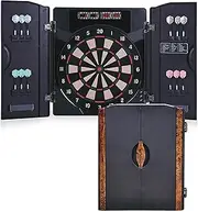 Electronic Dartboard Set, LED Electric Digital Dart Boards, with Cabinet Automatic Scoring Electronic Dart Tray Bar Folding Dart Box, with 12 Darts, for 16 Players