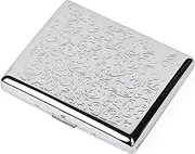 [EYIDADAE] Classic Metal Cigarette Case/Credit Card Holder - Women's and Men's Case, Portable Cigarette Case for 18-20 100 mm Cigarettes (Silver, 100's 20pcs)