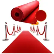Red Carpet Runner for Party - Triple Thickness, Non-Slip Grip Dots - Felt Rug...
