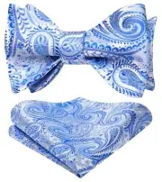 Bow Ties for Men Paisley Bowties Mens Self Tie Bow Tie One Size 03-blue/White2