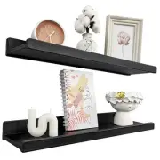 Floating Shelves for Wall 24 inch, Photo & Picture Ledge, Black Modern Wall