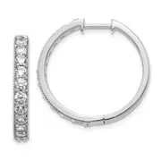 14k White Gold Real Diamond Milgrain Hoop Earrings