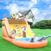 6.4x4x6.4m Pirate Ship Theme PVC Commercial Inflatable Dual Water Slide +Blower