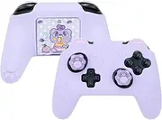 GeekShare Cute Bear Controller Skin Set Anti-Slip Silicone Protective Cover Skin Case Compatible for Switch Pro Controller with 2 Thumb Grip Caps and 1 Sticker (Purple)
