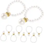 Kisangel 10Pcs Mini Faux Pearl Beads Necklace for Dolls Creative Duck Pendant Decoration Doll Accessories for DIY Mini Jewelry