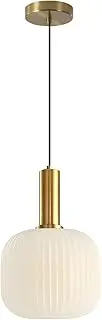 BOKT Pendant Lights Kitchen Island Brass Modern Gold Pendant Light Fixtures 7.9" Vintage Adjustable Height Hanging Lamp with Milk White Glass Shade for Entryway Dining Room Hallway