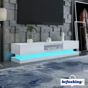 Modern RGB LED TV Stand Cabinet Entertainment Unit High Gloss 2 Drawers 180CM WH