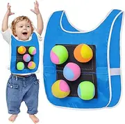 Stick Ball Vest for Kids, Playground Throwing Target Game with 5 Balls, Catch Toss Soft Toy Balls, Parent Child Interaction Throwing Target Game