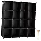 Cube Storage Organizer, 16-Cube Shelves Units, Closet Cabinet, DIY Black