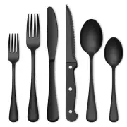 72-Piece Black Silverware Set, Umite Chef Flatware Set with Steak Knives for ...