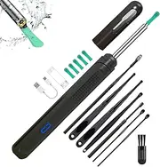 Ear Wax Removal Tool with 1080P HD Camera & 6 LED Lights, Rechargeable Wireless Ear Cleaning Kit for iOS & Android, Safe Gentle Earwax Removal Camera with 7 Ear Picks, Portable & Easy to Use (Black)