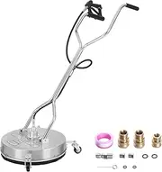 VEVOR 20" Pressure Washer Surface Cleaner w/Handles & Wheels, Stainless Steel Concrete Cleaner 4500 Max PSI, 3/8" Connector & 1/4" Adapter Power Washer Floor Attachment,for Floor Driveway, Patio