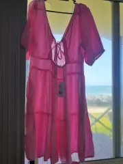 REDUCED! BNWT Seed Heritage women's clothing Orchid Pink French Linen Dress 12.