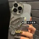 銀色閃光流沙蝴蝶 IPHONE 手機殼兼容 IPHONE 11 手機殼 14 PRO MAX 外殼 12 13 15 P