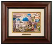 Thomas Kinkade Disney Mickey and Minnie in Greece 5 x 7 Brushwork Framed