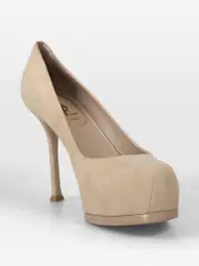 Beige Suede Platform Pumps