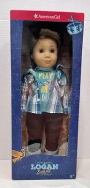 NIB American Girl LOGAN boy DOLL, NIB PERFORMANCE OUTFIT