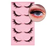 Nevenka Fox Eye Lashes 3D Fluffy False Eyelashes 5 Pairs Pack Mink Lashes for Party Daily Makeup-XF34
