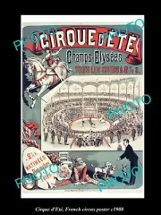 OLD POSTCARD SIZE PHOTO OF FRENCH CIRCUS POSTER c1900 CIRQUE D'ETE PARIS