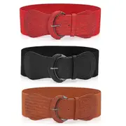 Wide Belt 75CM Women Ladies Faux Leather Wide Stretch Elastic Buckle Cinch Waist