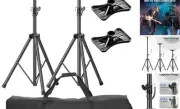 PA Speaker Stands Pair with Carrying Bag, Adjustable Height Professional