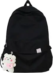 [Eagerrich] Aesthetic Backpack Cute Backpack School Supplies Laptop Bag for Teens Girls Women Students Solid Color