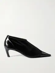 [TOTEME] TOTEME - Patent Leather-trimmed Velvet Ankle Boots - Black - IT40 IT 40 Black