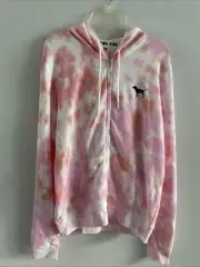 Victoria Secret PINK tie dye Long Sleeve Full Zip hoodie Size S Pockets