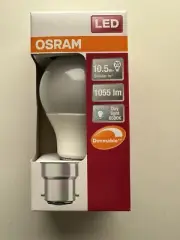 10 Pack Osram B22d 10.5W 1055lm Dimmable Daylight 6500K Frosted
