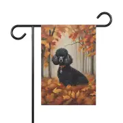 Black Poodle Dog Fall Halloween Garden Flag