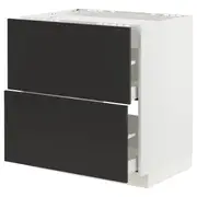 METOD / MAXIMERA base cab f hob/2 fronts/2 drawers, white/Nickebo matt anthracite, 80x60x80 cm