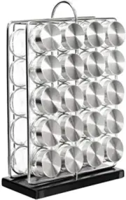 20 Jars Spice Organizer Rack, Silver